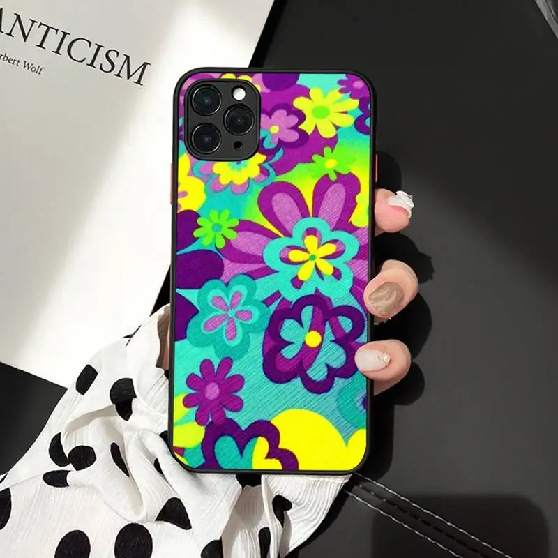 

Flower Power Hippie background Phone Case matte transparent For iphone 7 8 11 12 plus mini x xs xr pro max cover