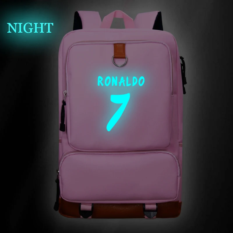 Рюкзак школьный светящийся для девочек и мужчин модный аксессуар с Криштиану