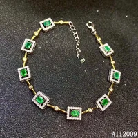 kjjeaxcmy fine jewelry 925 sterling silver inlaid natural emerald bracelet exquisite female hand bracelet vintage support test