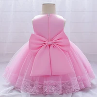 newborn infant pink dress 1st birthday dress for baby girl clothes back big bow princess baptism dresses party dress flower