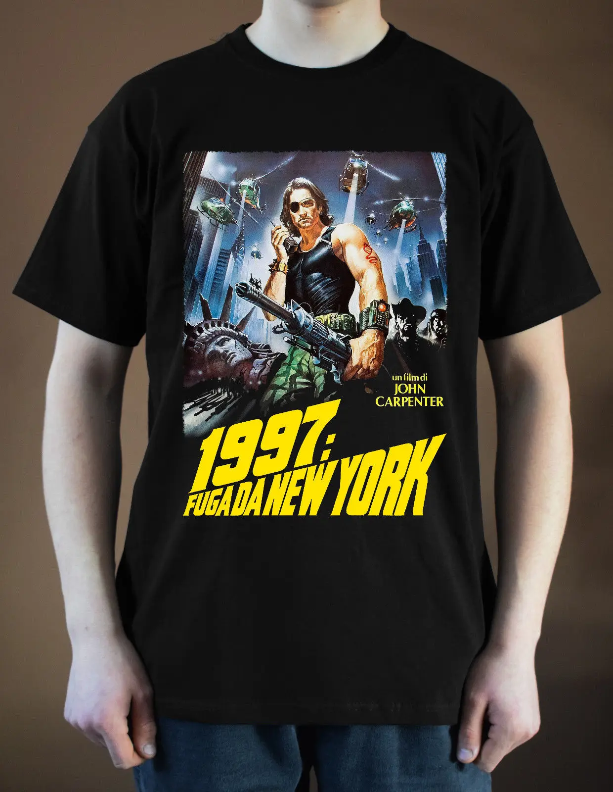 

ESCAPE FROM NEW YORK Movie poster ver. 3 Kurt Russell T-Shirt (Black) S-3XL Sleeve Tee Shirt Homme T shirts