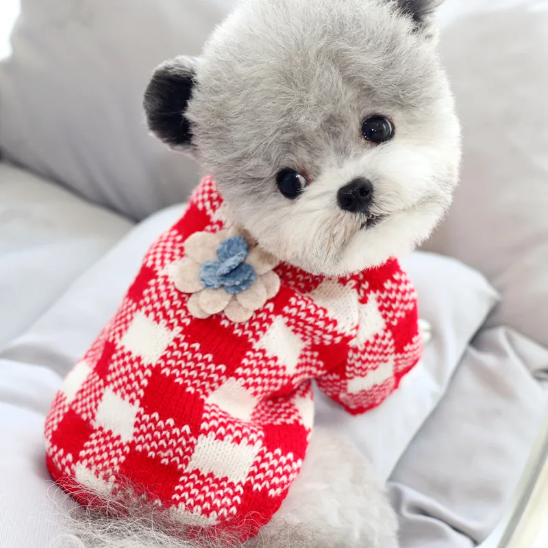 Мягкий теплый зимний свитер для собаки с принтом Одежда щенка Теплое пальто
