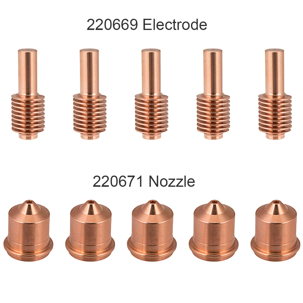 

10pcs/set Soldering Tellurium Copper Consumable Easy Use 220669 220671 Electrode Nozzle Set Plasma Cutter Tool Welding For MAX45
