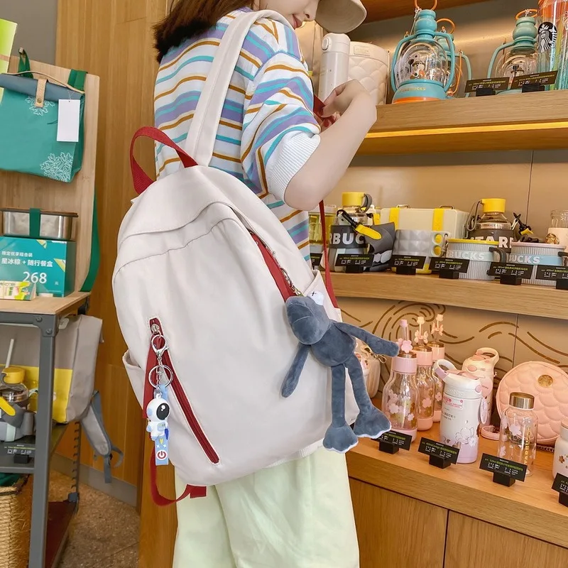 

New Women Girls Backpack Nylon Shoulder School Simple Cute Solid Color Bag Female High Quality Large Capacity Backpack