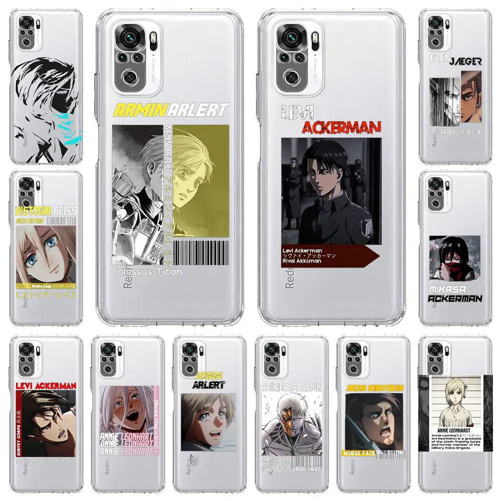 

Attack on Titan Anime Girl Eren Phone Case For Xiaomi Poco X3 NFC M3 Redmi Note 9S 9 8 10 Pro 7 8T 9C 9A 8A K40 Soft Clear Cover