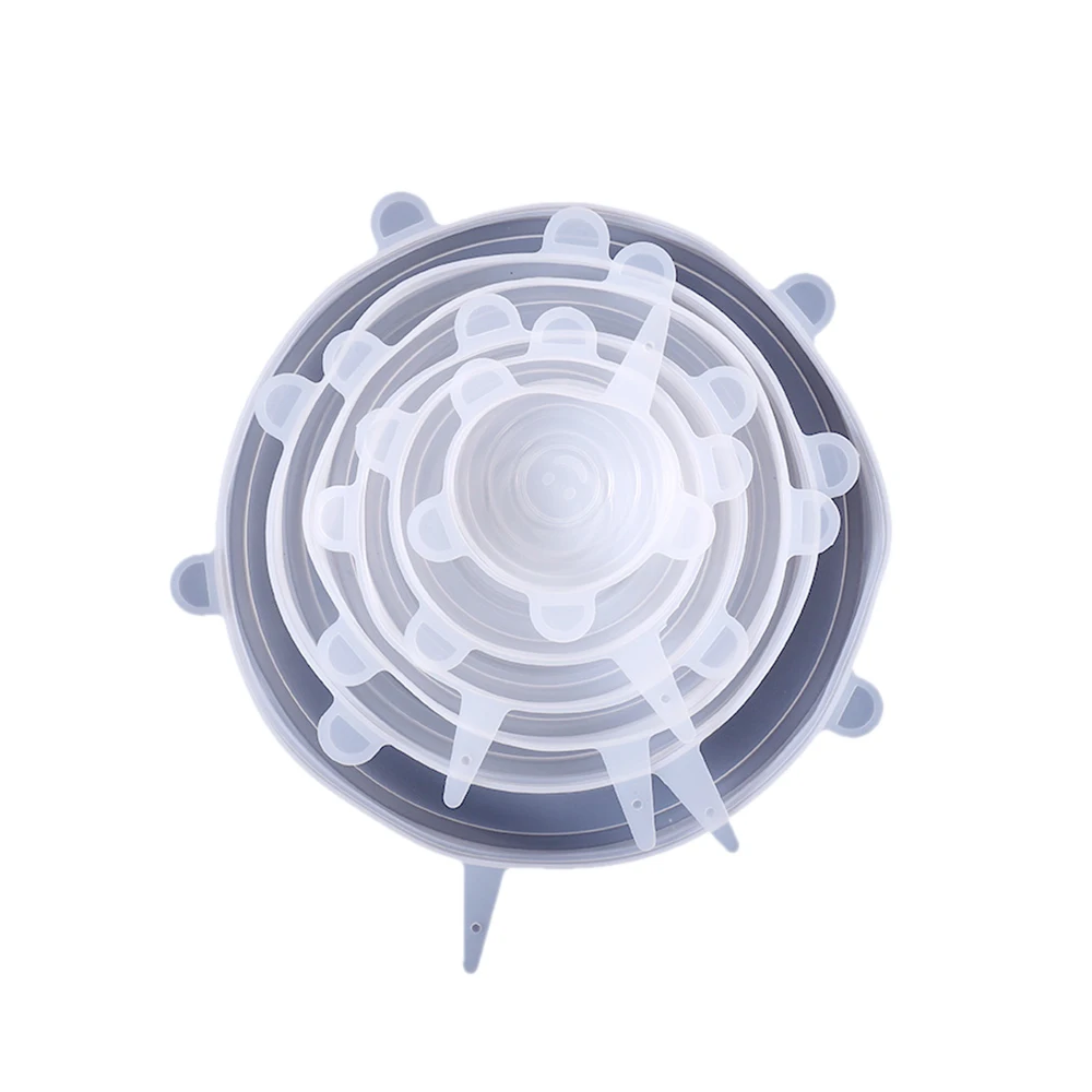 6 шт. многоразовые силиконовые эластичные крышки универсальная крышка