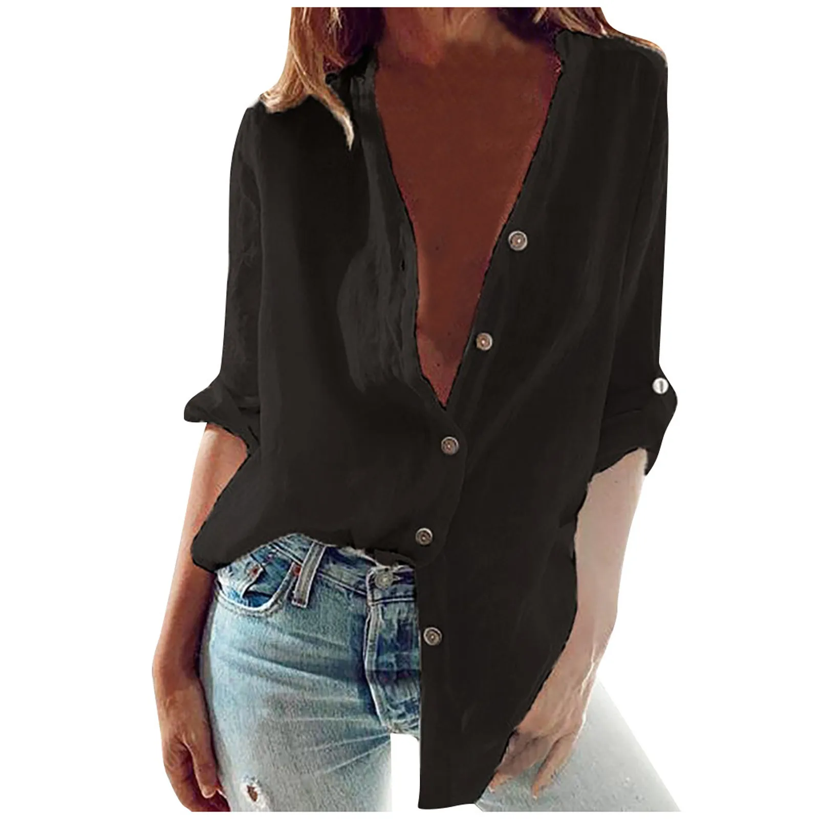 

Woman Shirt Stand Collar