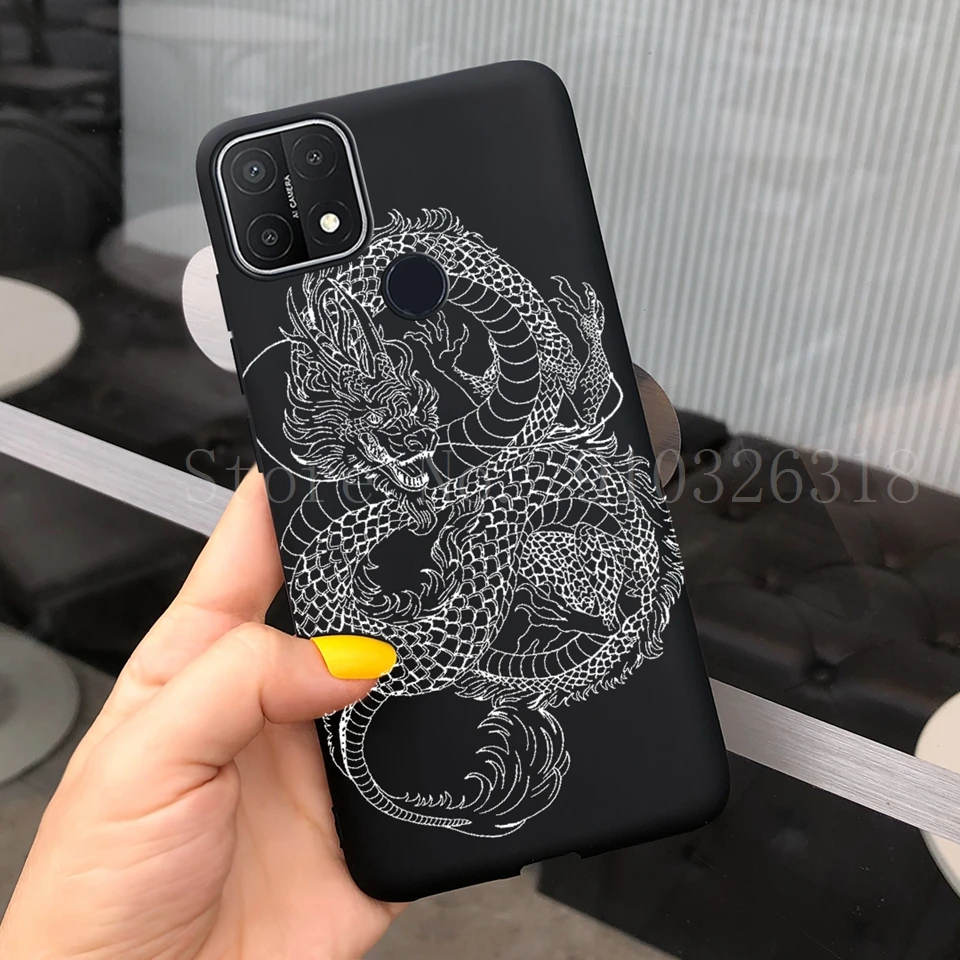 Dragon Liquid Silicone Soft Phone Case For Oppo A52 A72 A92 A92s A15 A12 A59 A53 A37 A31 A71 A5 Black Series Back Cove