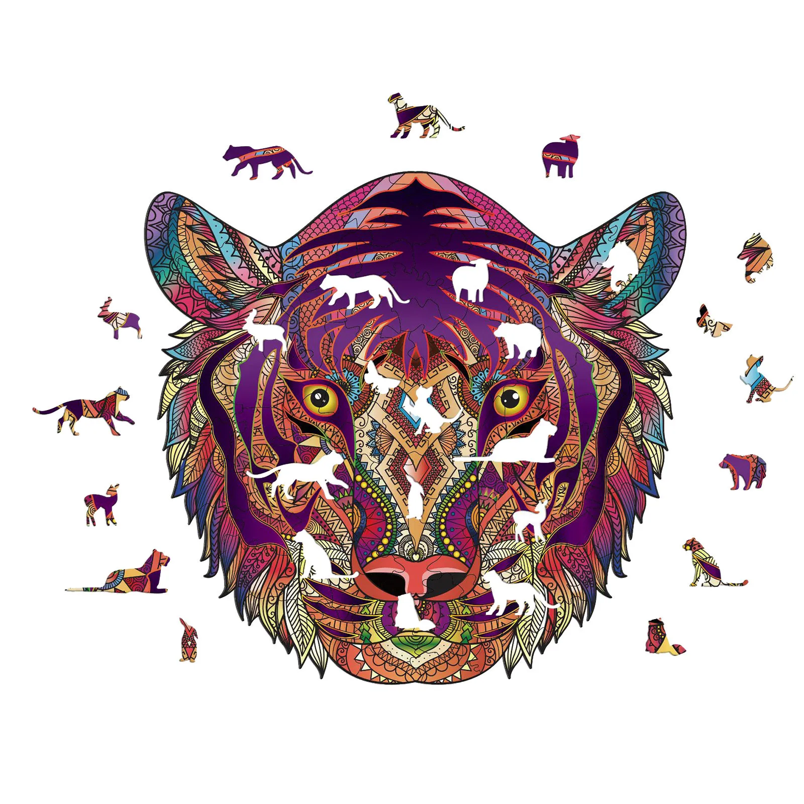

2021 DIY Crafts Adult and Children Educational Holiday Gift Tigers Wooden Puzzle Christmas Gifts Educational Games Toys