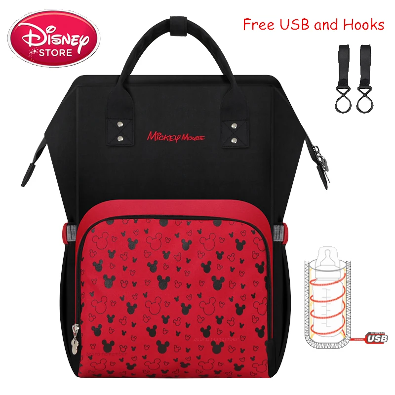 Сумка disney, рюкзак с Микки Маусом, USB, с подогревом, для мамы, ребенка, сумки для беременных, сумка для путешествий, для мам, сумка для подгузников, для ухода за ребенком - Цвет: Red