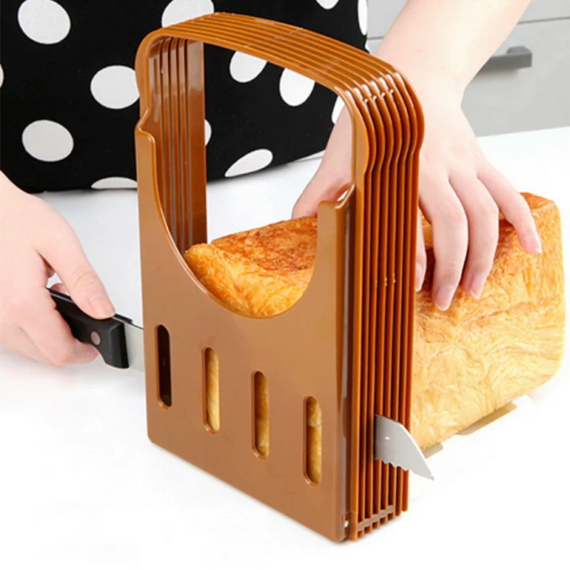 

New Toast Bread Slicer Plastic Foldable Loaf Cut Rack Cutting Guide Slicing Tool Kitchen Accessories Practical Cakes Split Tools