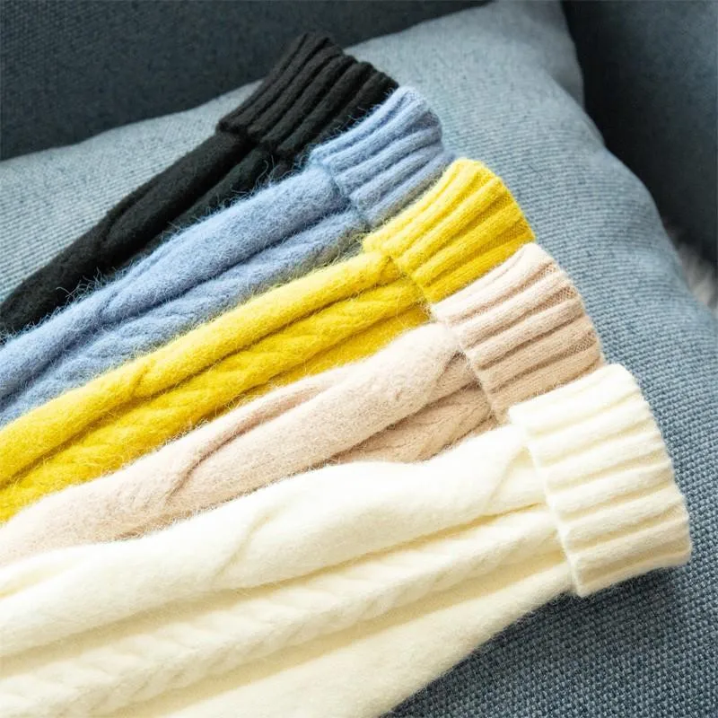 

2020 New Autumn Winter Turtleneck Sweater Dress Twist Long Plus Velvet Pullover Sweater Women Thick Warm Knitting Base Dress Y60