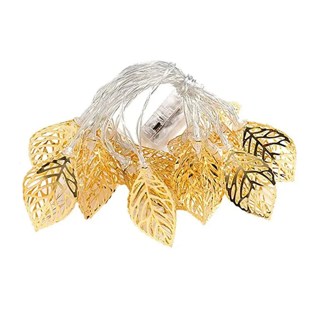 

Hot Gold Leaves String Lights 10 Lights Decorative LED Lights For Wedding Christmas Birthday Holiday Room Courtyard Party Light