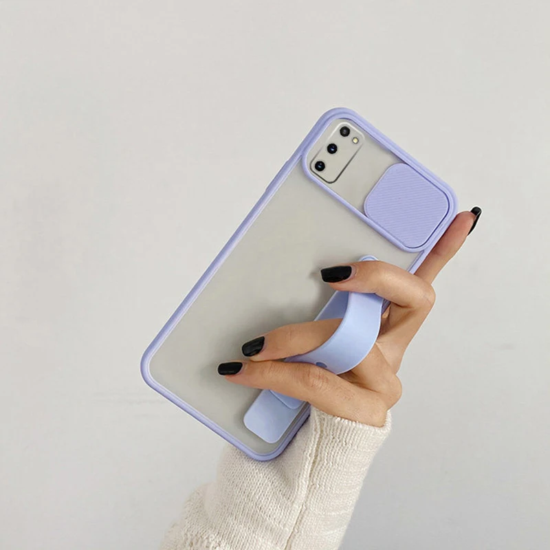 wrist strap phone holder case for samsung galaxy a32 4g a52 a72 a12 s21 plus note 20 ultra a51 a71 a02s s20 fe matte cover free global shipping