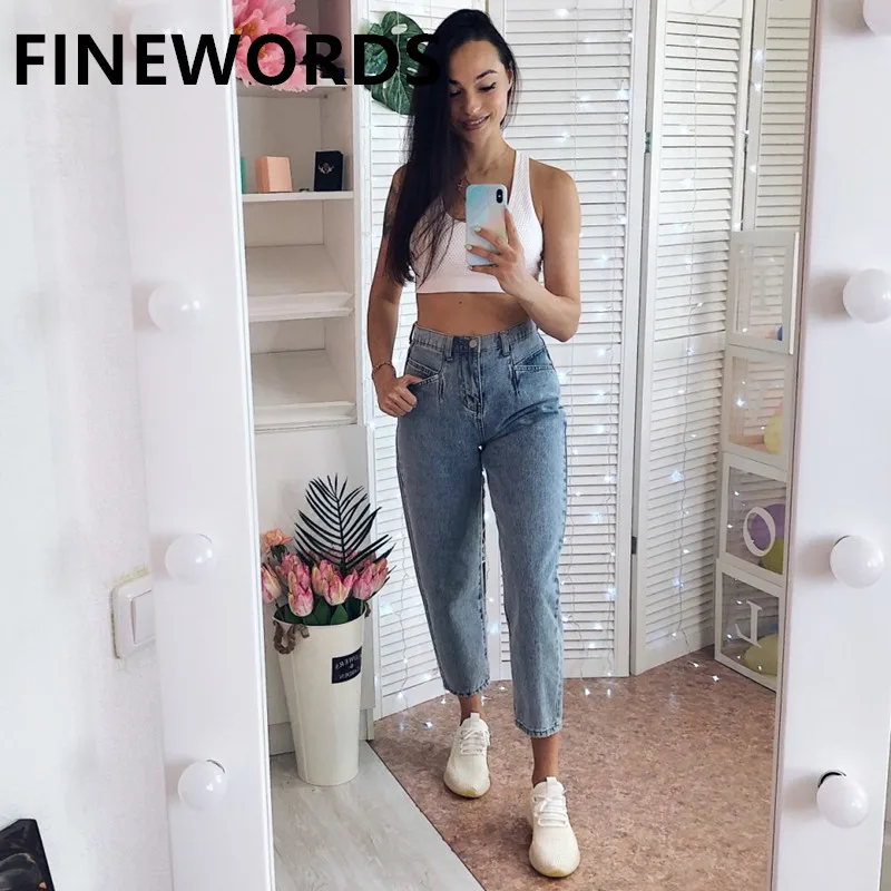 Джинсы-султанки с завышенной талией в Корейском стиле | Женская одежда