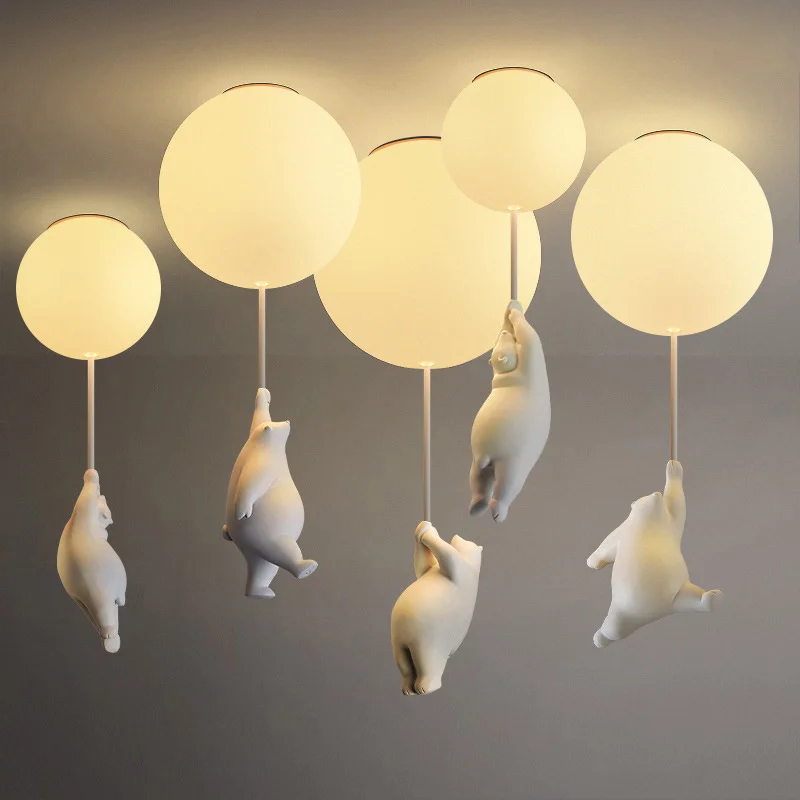 $27.34 Balloon ceiling lamp Monkey, puppy Cartoon bear children's room lamp bedroom living room dining room lamp Rotomolding Material