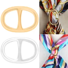 Women Silk Scarf Ring Holder Oval Shaped Metal Buckle Clip Brooch Pin Scarves Jewelry Women Scarf Accessories Jewelry