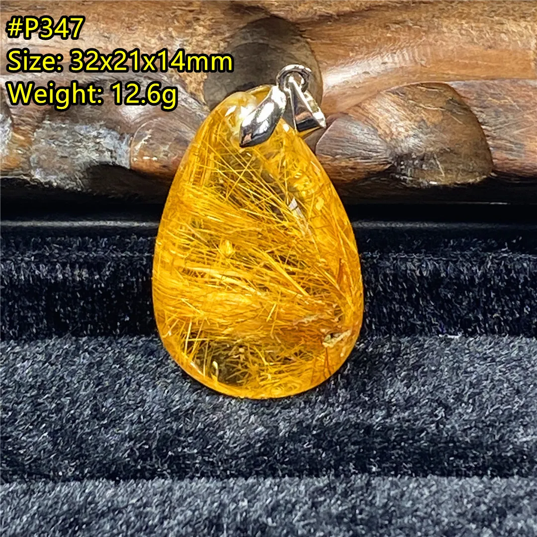 

Top Natural Gold Rutilated Pendant Jewelry For Woman Man Wealth Healing Luck Love Gift Beads Gemstone Silver Crystal Stone AAAAA