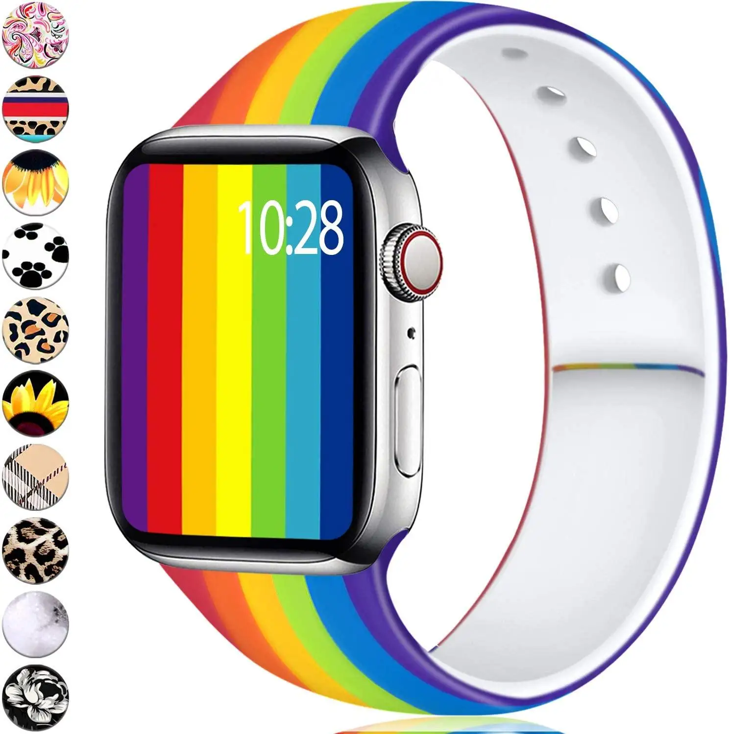 Ленты с цветами для Apple Watch 38 мм 40 42 44 силиконовый сменный Браслет iWatch Series 5 4 3 2