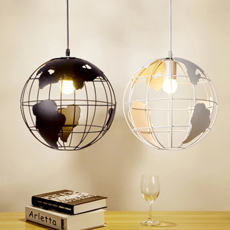 

Industrial Pendant Lights Vintage Iron Globe Hanglamp For Dining Room Bedroom Restaurant Bar Decor Loft E27 Luminaire Suspension