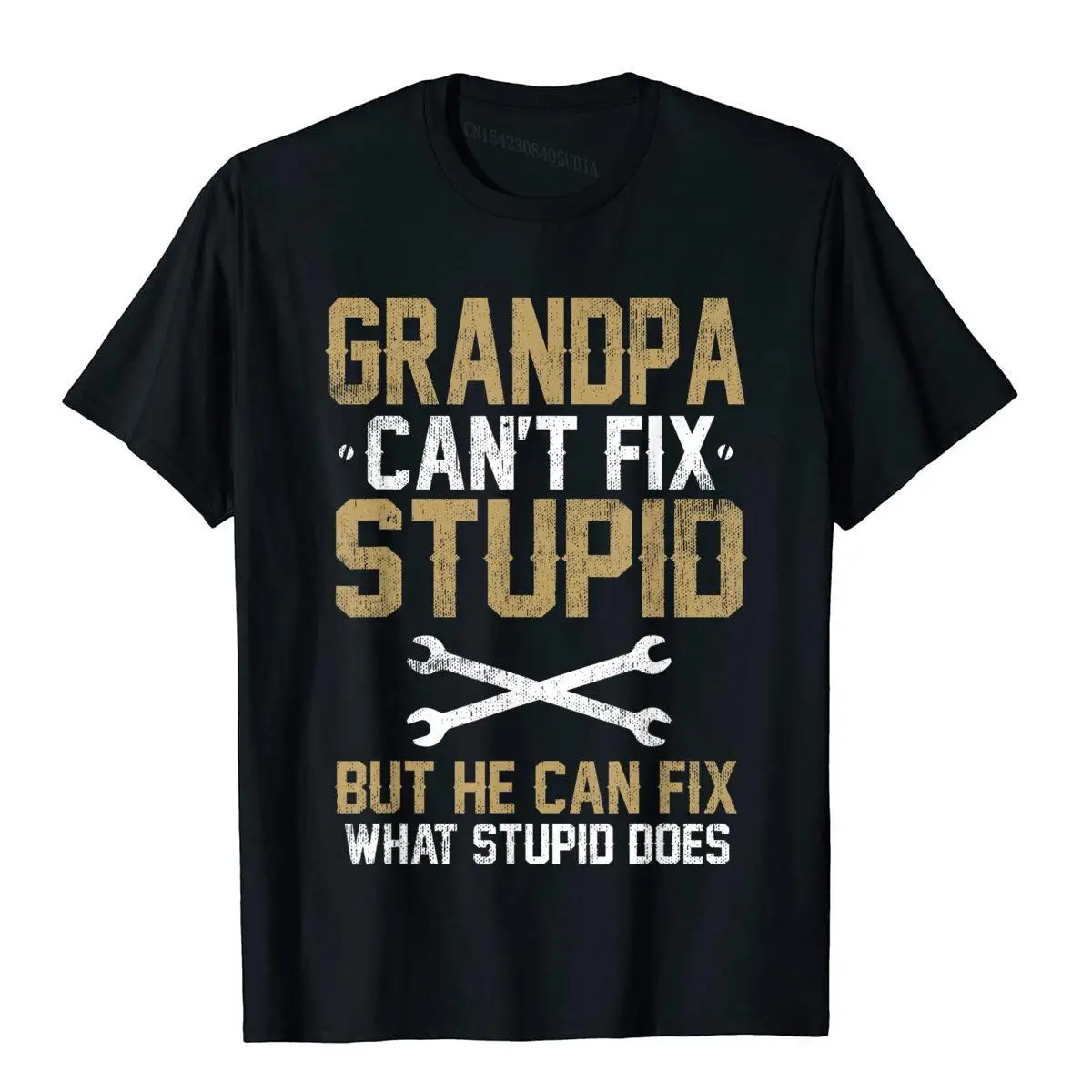 

Mens Grandpa Can't Fix Stupid But He Can Fix What Stupid Does Tee Funny T Shirts Men Prevalent Cotton Youthful Top T-Shirts