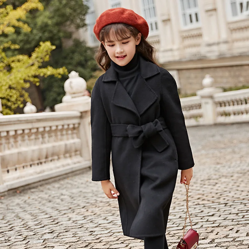 

Children's Jacket Autumn New Korean Version of The Big Kids Girls Handmade Double-sided Woolen Coat Cashmere Coat Trend