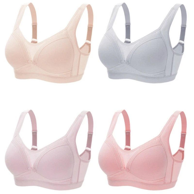 Sujetador de lactancia de algod&oacute;n puro de talla grande, ropa de maternidad con bot&oacute;n frontal, antiflacidez, prenda superior de tubo para Embarazo, lactancia fina-0