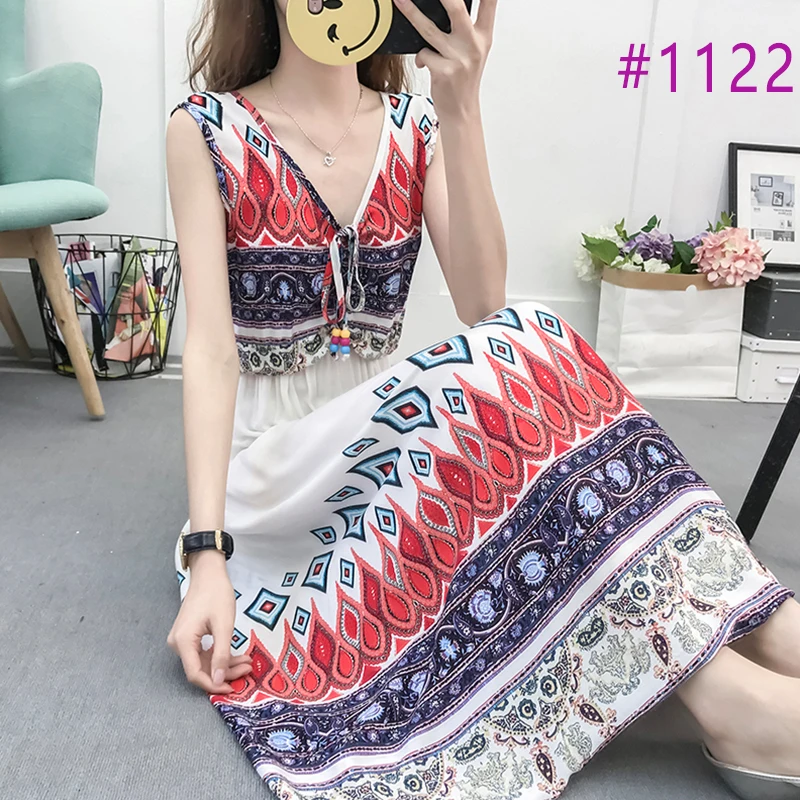 Лето 2020 винтажное женское богемное платье Пляжное бохо элегантное с принтом