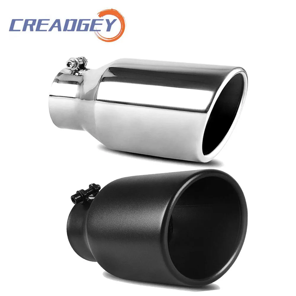 Creadgey New Universal Matt Glossy Chrome Muffler Tip Stainless Steel Tail Pipes Rear Exhaust Pipe Automotive Car Accessories