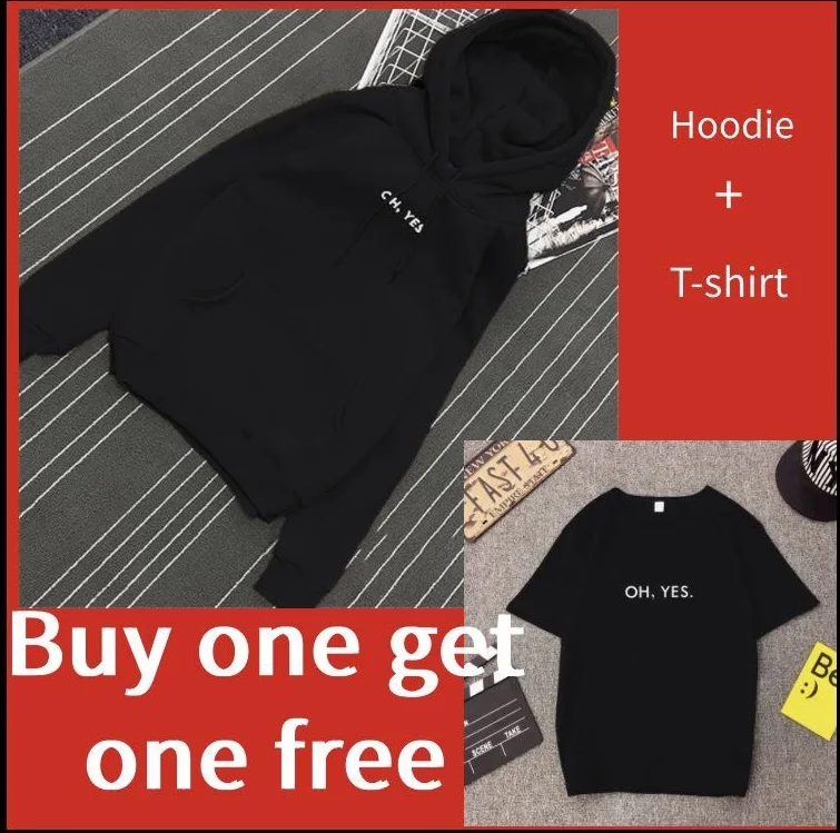 Hoodies and Tshirt Осень-зима, флисовый пуловер с буквенным принтом в стиле Харадзюку, плотные свободные женские толстовки с капюшоном, толстовка, женское повседневное пальто - Цвет: Hoodies and Tshirt