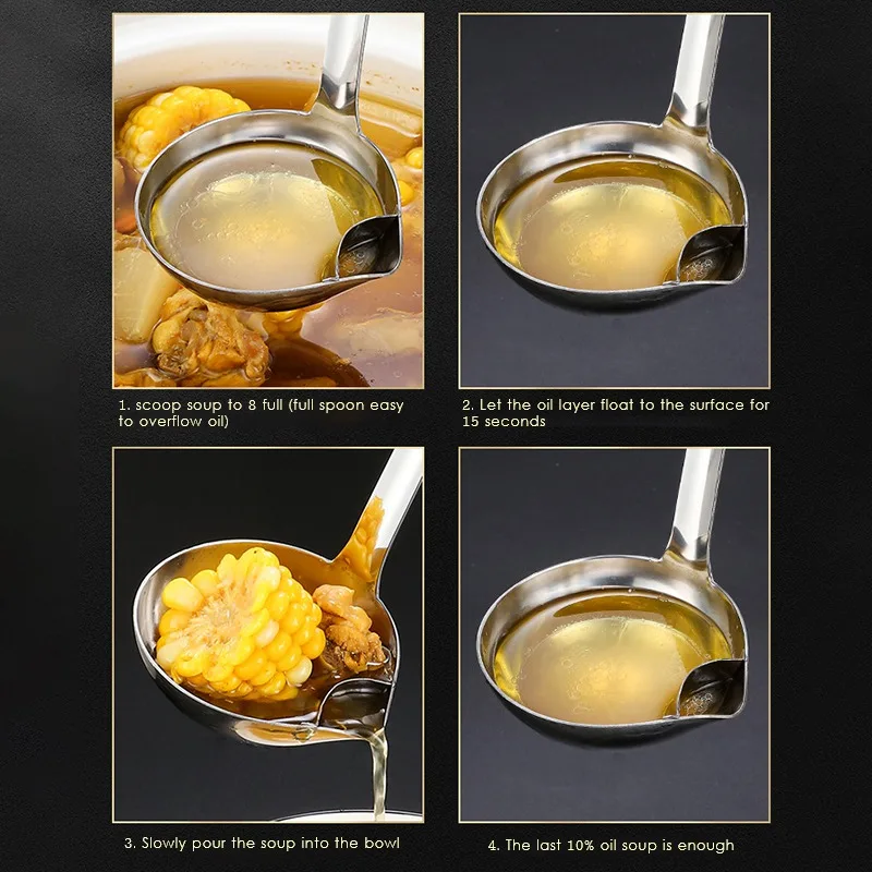 

Soup Oil Separator With Long Handle Scoop Filter Filtering Spoon Cooking Colander Kitchen Tools