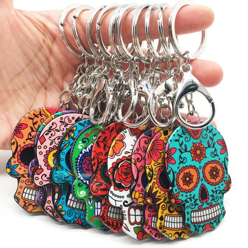 Брелок с черепом Calavera мексиканский милый сладкий сахар череп большой Омар брелок для ключей Хэллоуин акриловые бусины в форме черепа брелок сумка Подвески