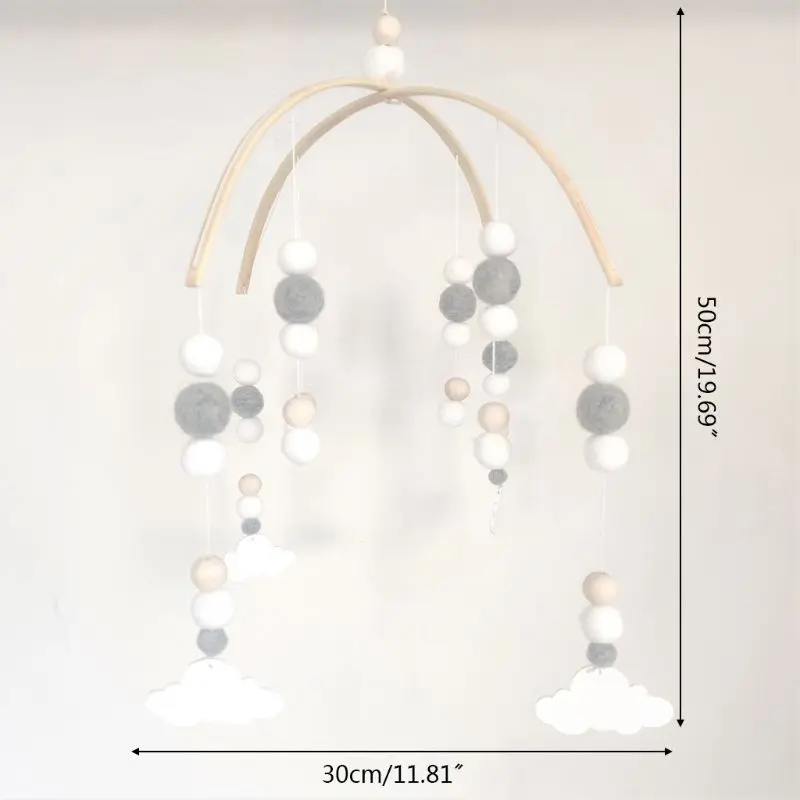 

Baby Wool Balls Wooden Beads Mobile Rattles Bed Bell Wind Chimes Toy Decorations