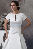 free shipping 2014 new design custom sizecolor handmade flower bridal gown short sleeve train white mother of the bride dresses