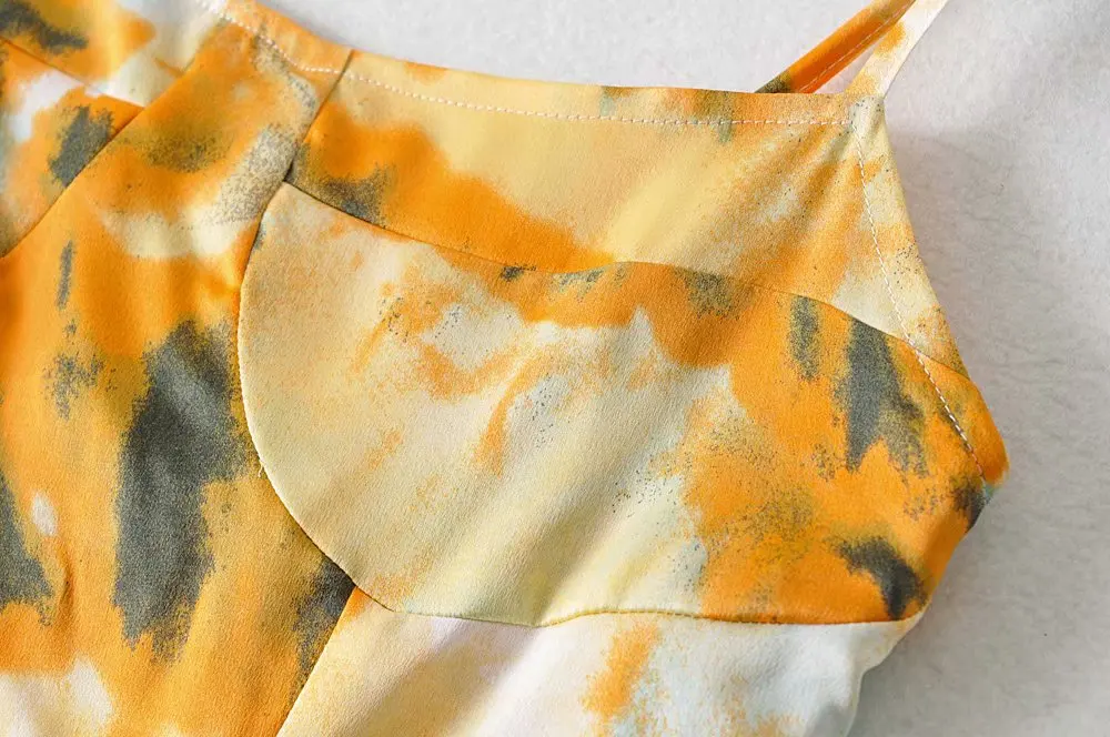 Bazaleas винтажное боковое с рюшами разрезом vestidos сексуальное желтое tie dye платье