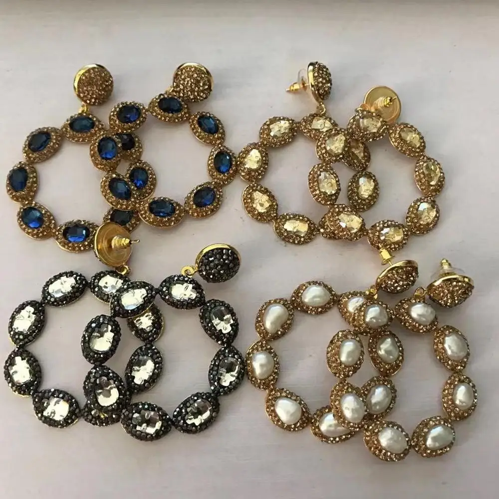 Серьги со стразами золотого цвета модные цветочные формы серьги с цветком из