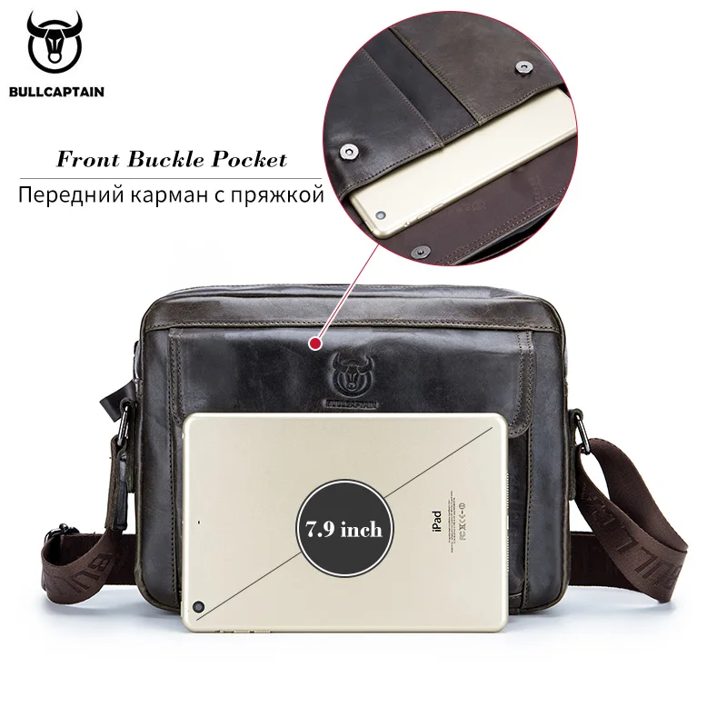 Мужская кожаная сумка через плечо BULLCAPTAIN черная Вместительная деловая