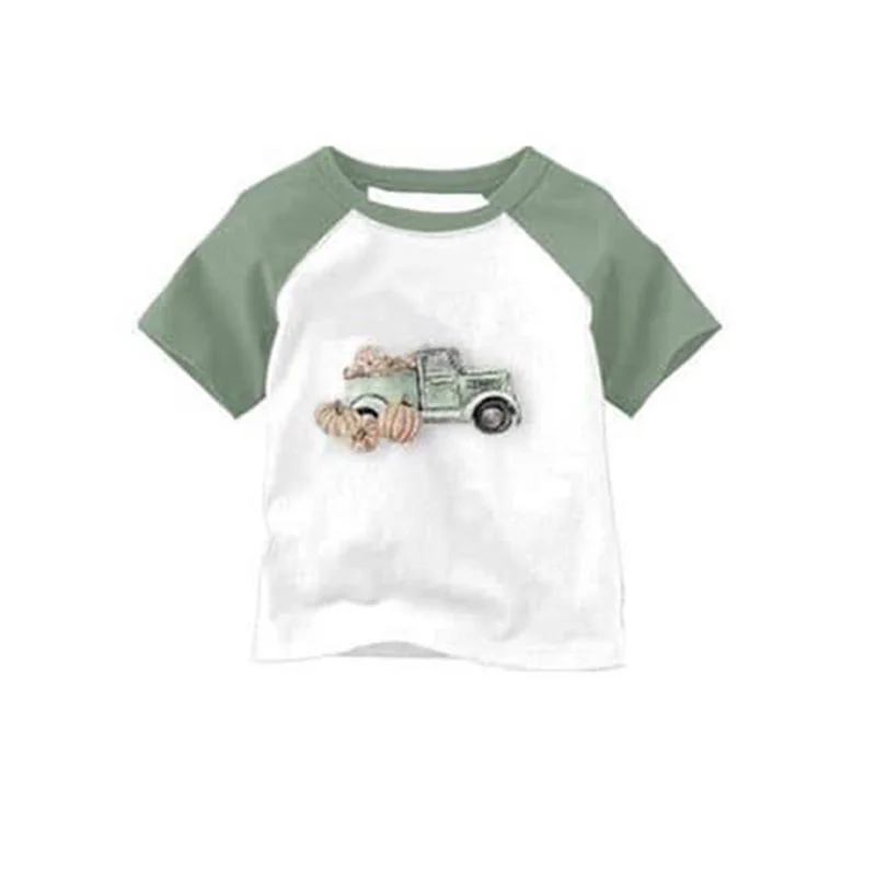 Летние футболки для маленьких мальчиков одежда хэллоуина тыква шелковая верхняя