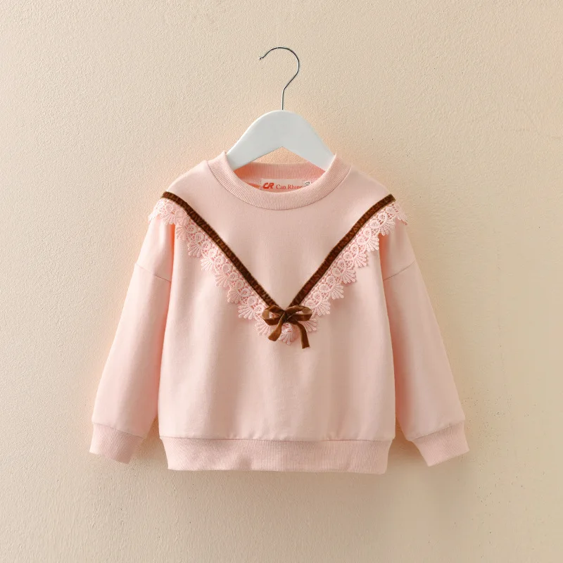 picture color 01 Lememogo Spring Fall Winter Baby Girls Shirts Clothing Kids Cartoon Solid Pink Long Sleeve Lace Bow Tops Toddler Gift Clothes - Цвет: picture color 01