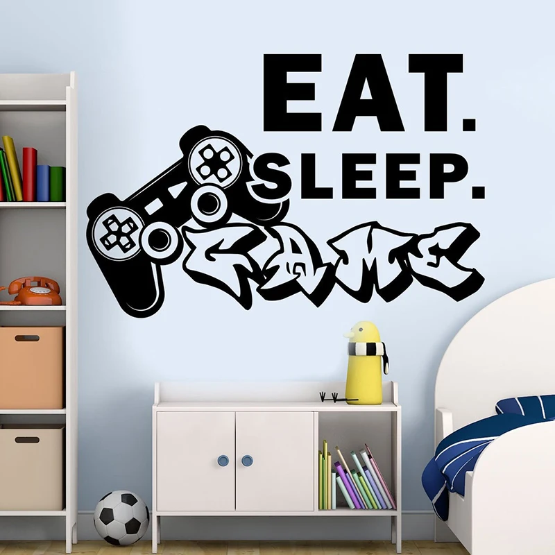 Наклейка на стену для геймера Eat Sleep игры виниловые наклейки в виде Стикеры декор