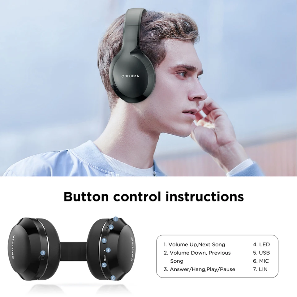 Беспроводные наушники с большими наушниками BlackWirless Stereo Music Gamer гарнитура Bluetooth 5 0