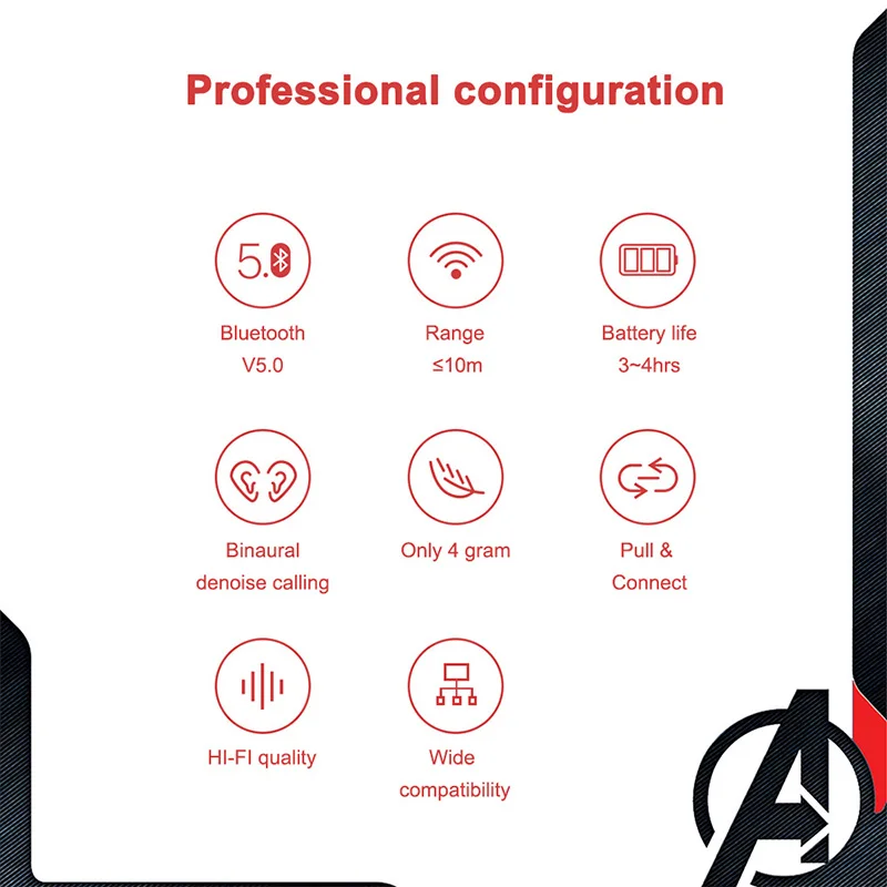 Iron man Spider TWS Bluetooth Earphones 5.0 Wireless Panther Captain America Marvel EarBuds for IOS/Android PK Airdots | Электроника