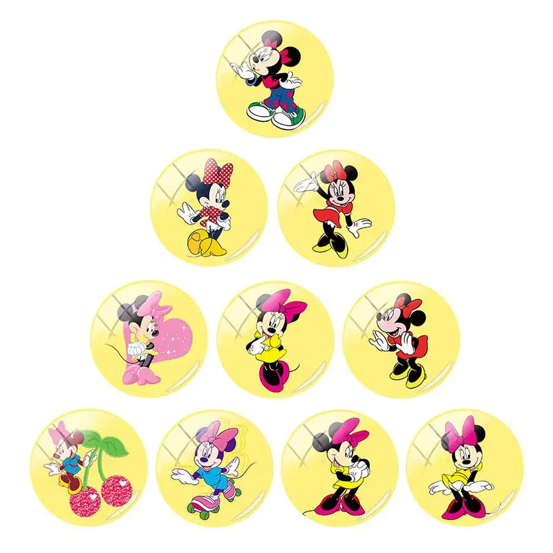 

Плоский стеклянный кабошон для мальчиков и девочек с изображением танцующей Минни Мауса Диснея, 12 мм/15 мм/16 мм/18 мм/20 мм, детские украшения