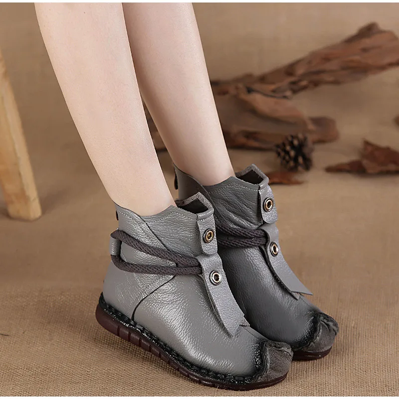 Женские ботильоны из натуральной кожи на плоской подошве плиссированные