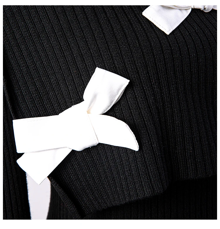 ALPHALMODA 2021 Демисезонный бант шаль с отложным воротом + футболка длинными рукавами