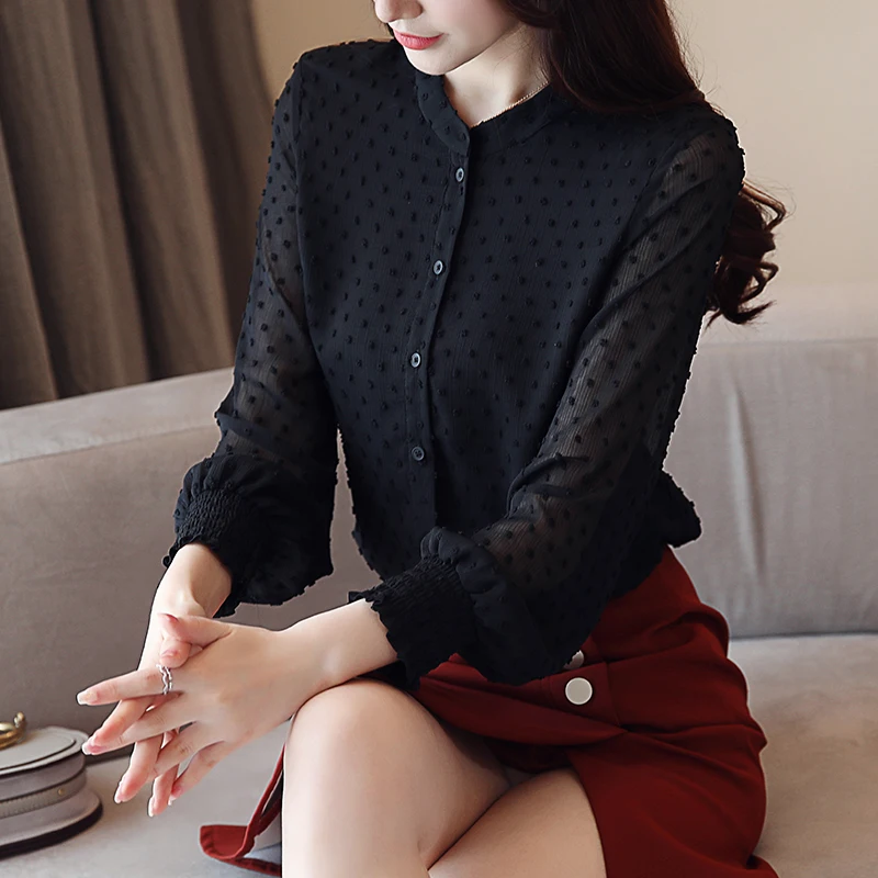 New Arrived Women Shirt Sweet Female O Collar Cardigan Long-sleeve Blouse And Tops Korean Style OL Clothing Blusa 0974 30 | Женская