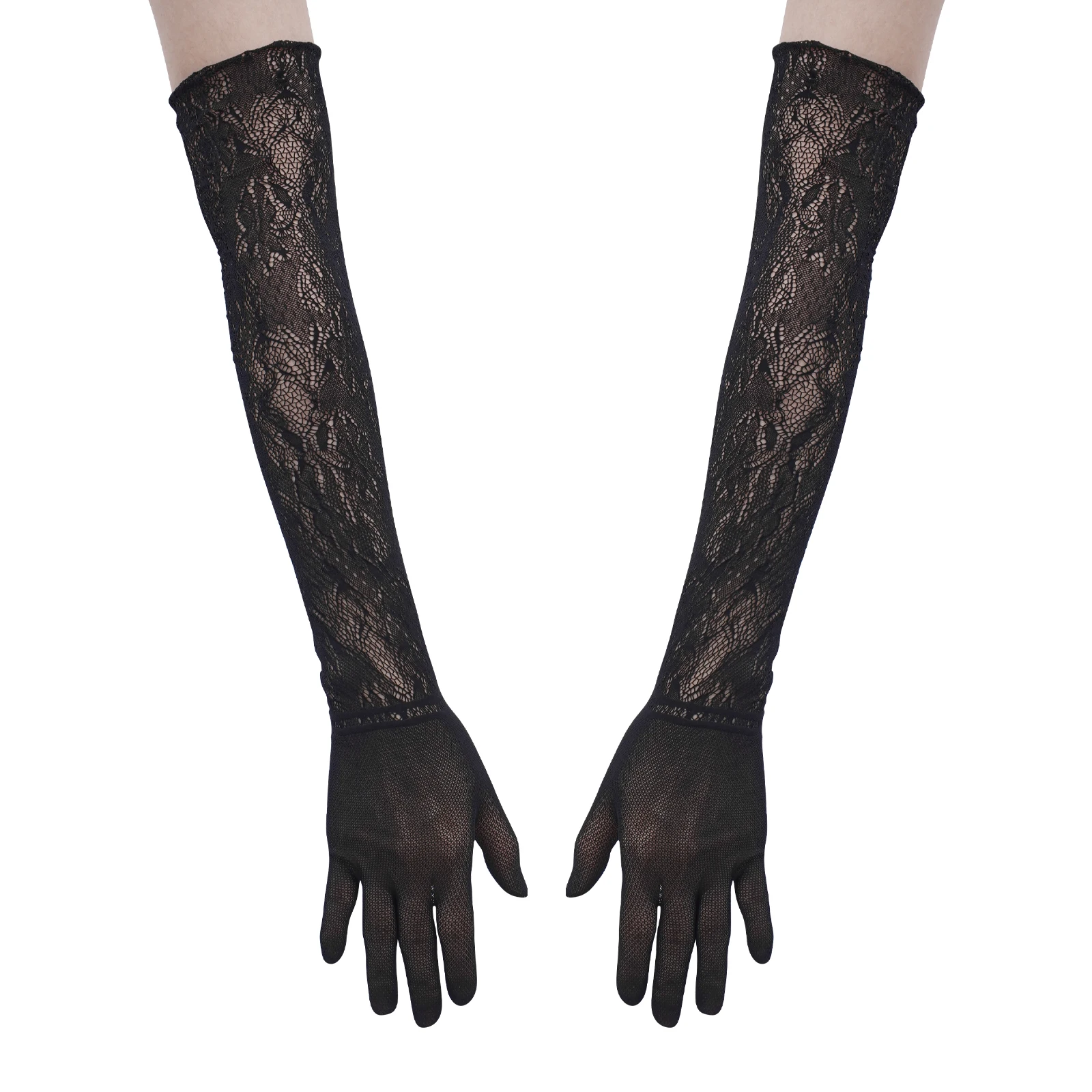 

Sexy Lace Gloves Women Thin Transparent Hollow Long Gloves Full Finger Arm Gloves for Women Performance Party Elegant Gloves