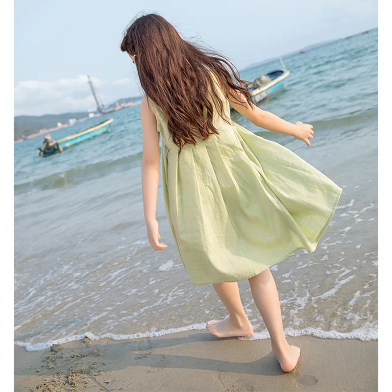 Cotton Linen 2020 New Summer Mother And Daughter Clothes Dress Kids Holiday Girls Baby Toddler Beach Children | Детская одежда и