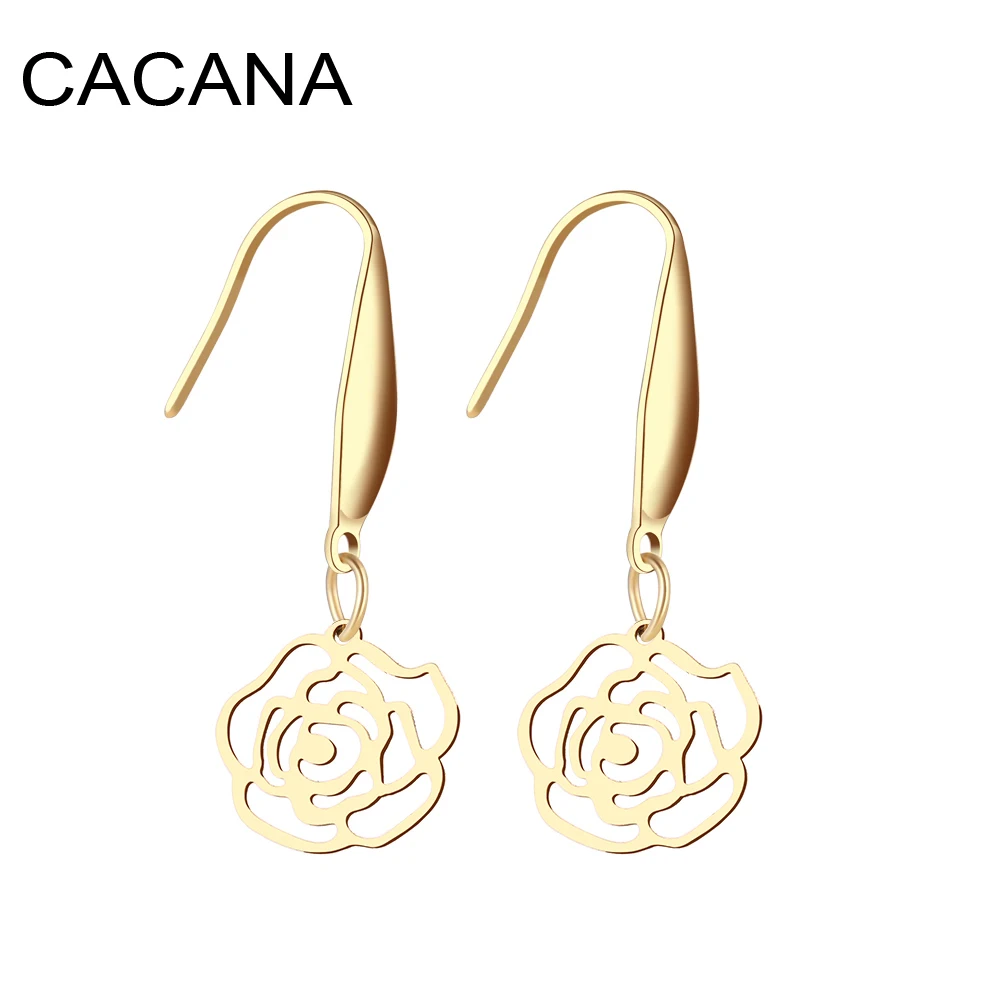 Женские серьги с кисточками CACANA богемные розами из нержавеющей стали женские