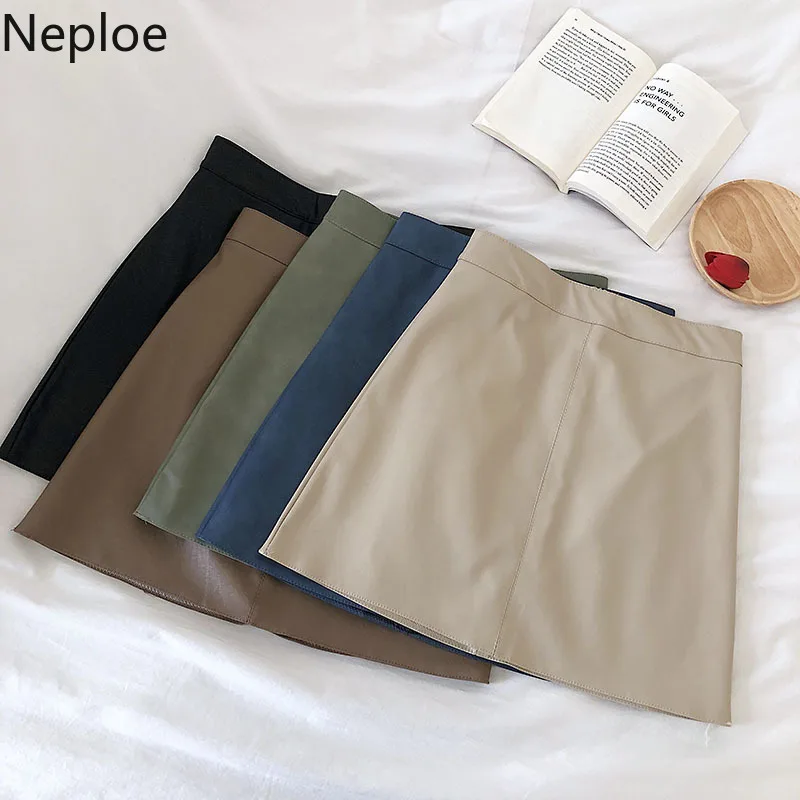 Neploe/черная высокая талия A Line Jupe Femme осенне-зимняя верхняя одежда мини Короткая Faldas Mujer облегающая кожаная юбка для женщин 46411